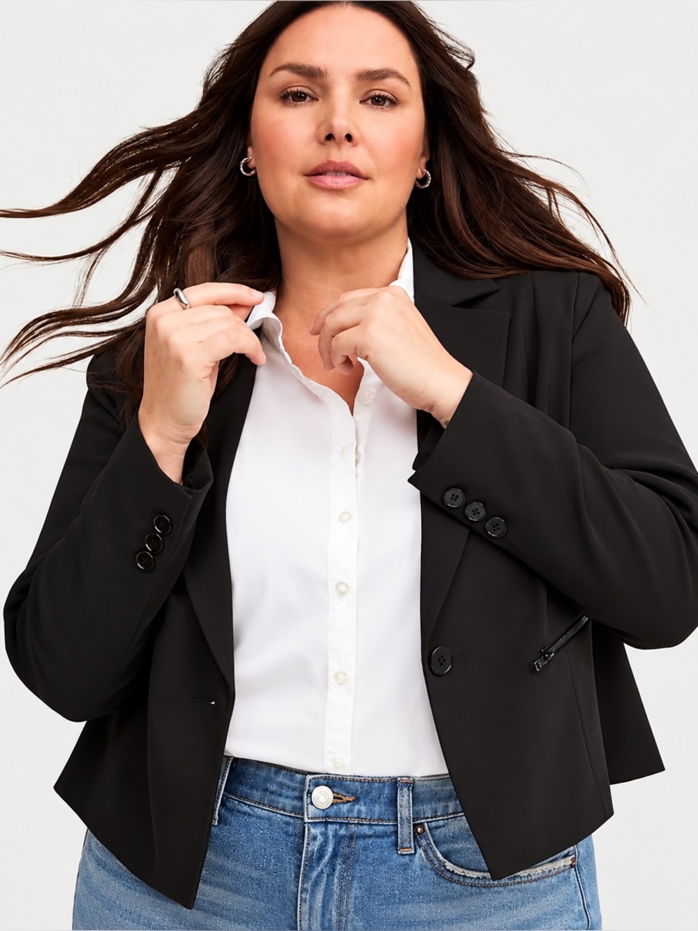 Torrid Refined Crepe Black Cropped Blazer